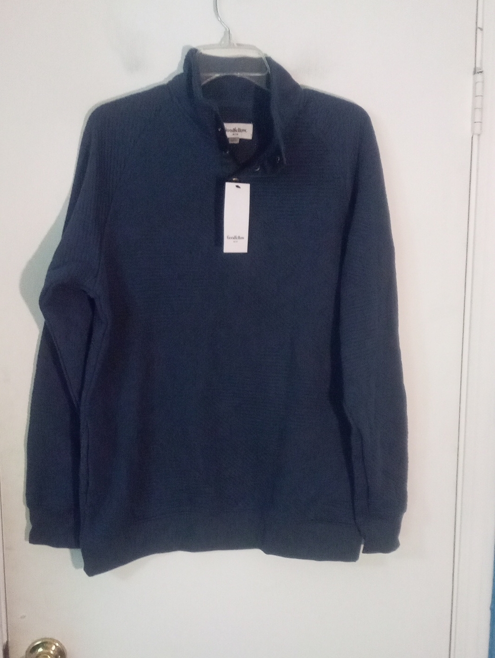 Goodfellow & Co Men's Knit Shirt Medium NWT $30 Navy Snap Detail
